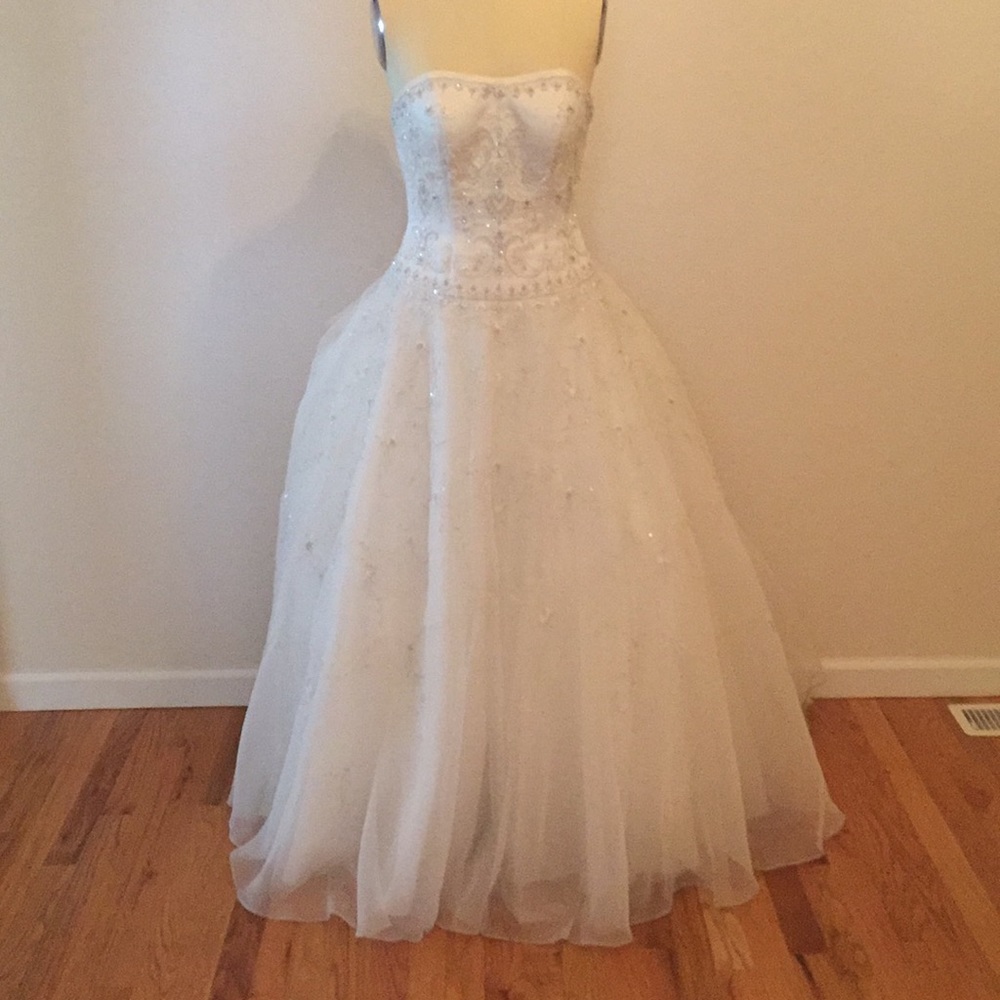 Beautiful wedding dress w/petticoat & vail